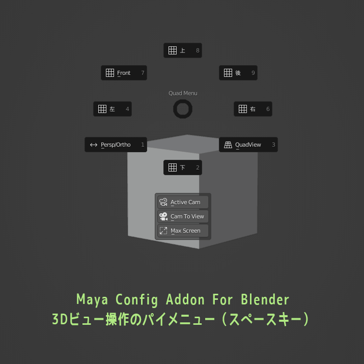 Maya Config Addon For Blender　スペースキーのパイメニュー