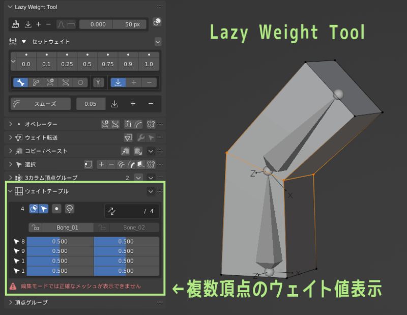 Blenderアドオン　Lazy Weight Tool