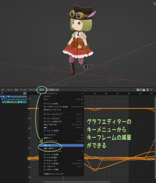 Keyframe weight reduction can be done from the key menu in the graph editor.