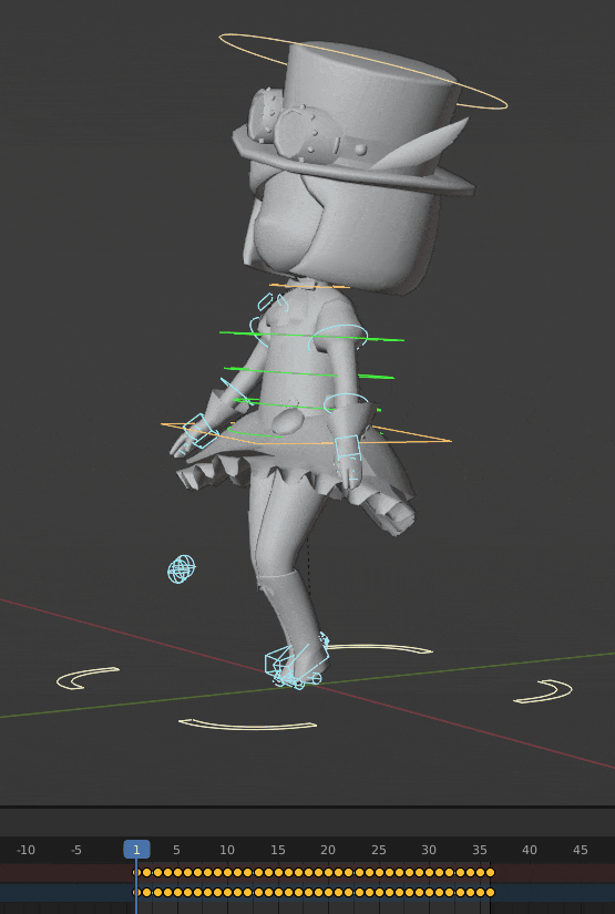 Mixamo rigged character model moved in Blender~!